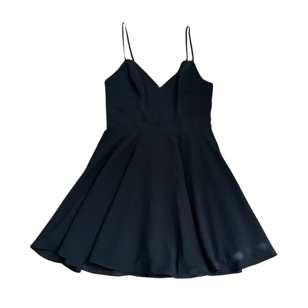 Lulus Black Skater Dress LBD V Neck Party Wedding Guest Mini Size L NWT - Picture 4 of 12